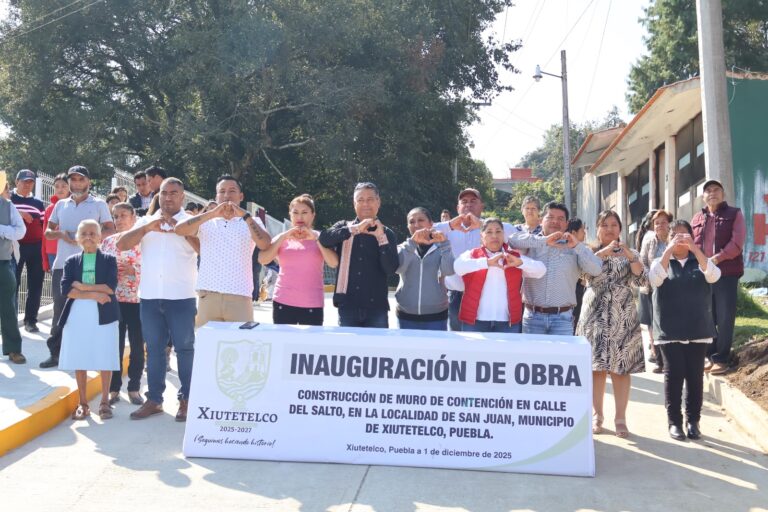 Inauguran muro de contención en Xiutetelco