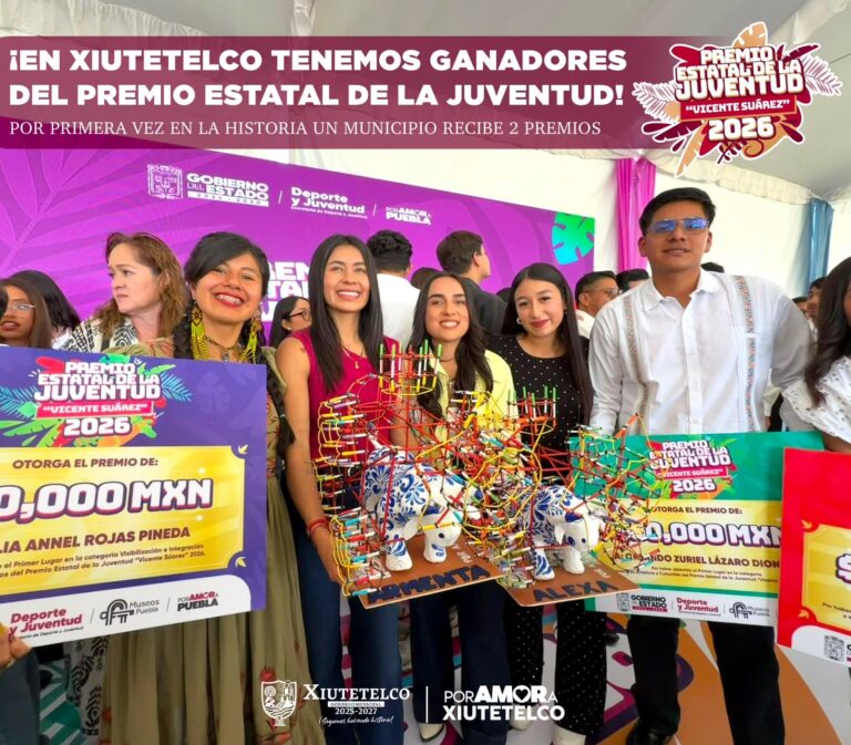 Dos jóvenes de Xiutetelco reciben el Premio Estatal de la Juventud 2026